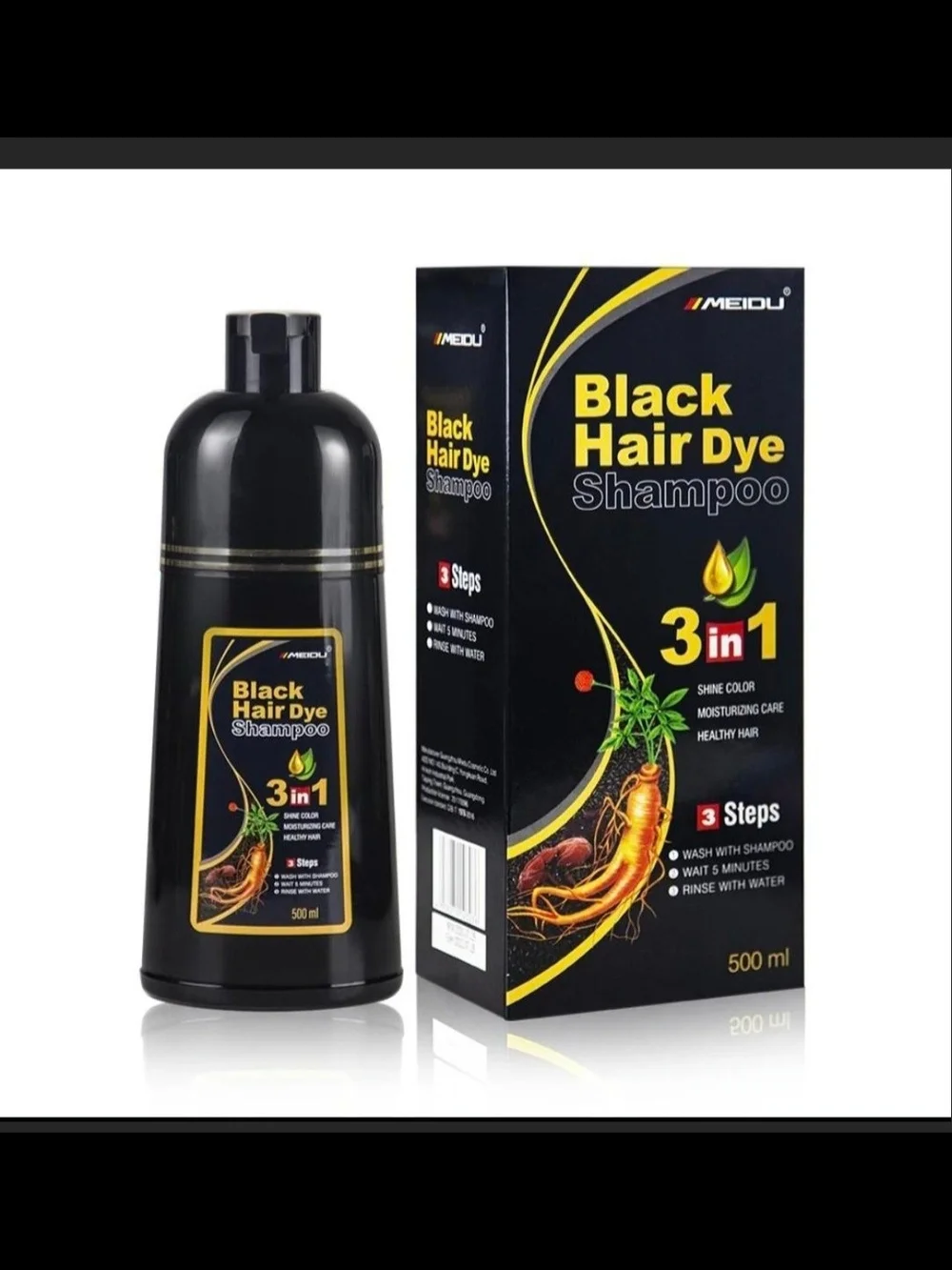 Black Hair Dye Shampoo 3-in-1 - Black